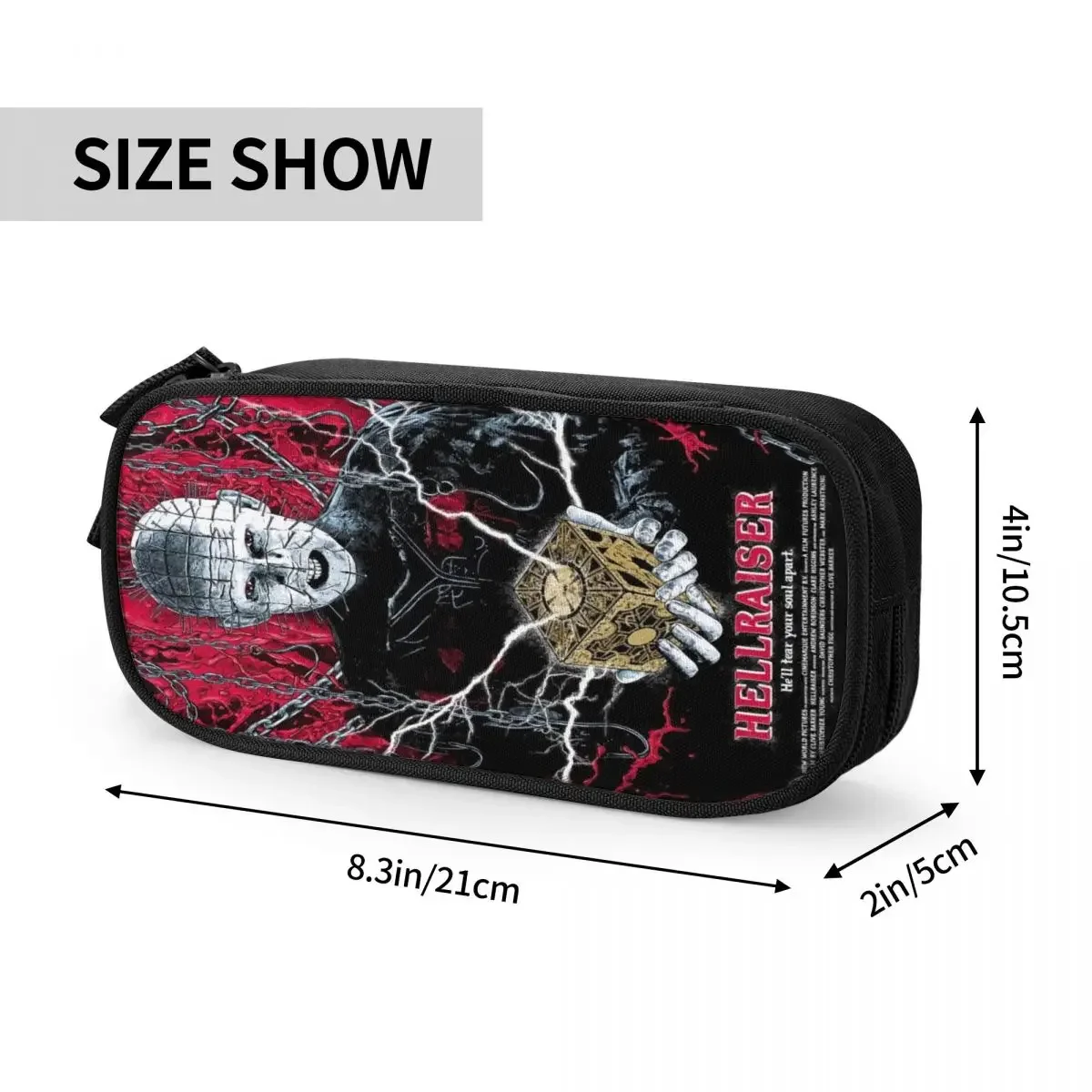 Hellraiser Pencil Cases for Boy Girl Big Capacity Halloween Horror Movie Pen Bag Box Stationery