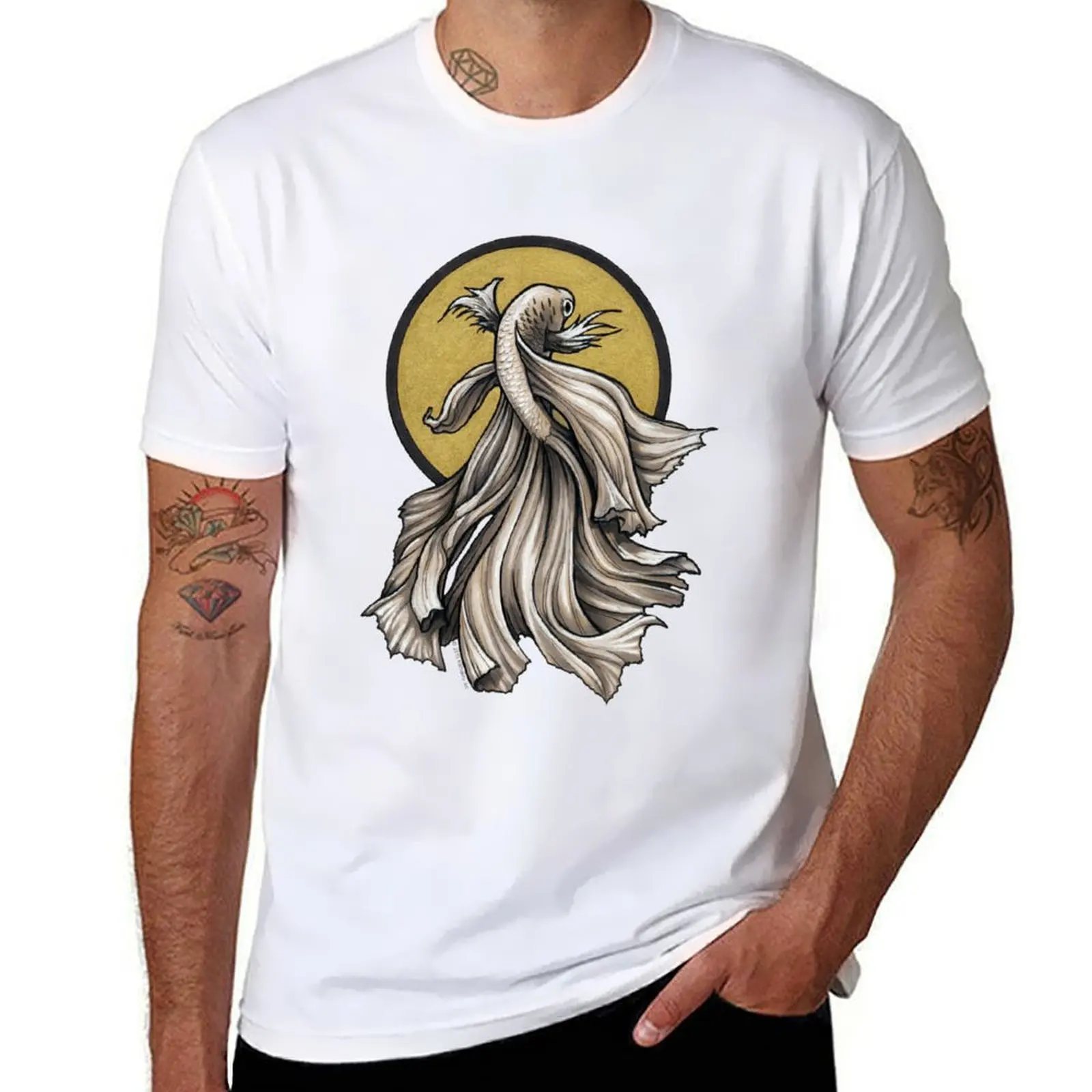 

Inktober #18 - The Betta Fish T-Shirt cotton t shirts high quality t shirt for man T-Shirt