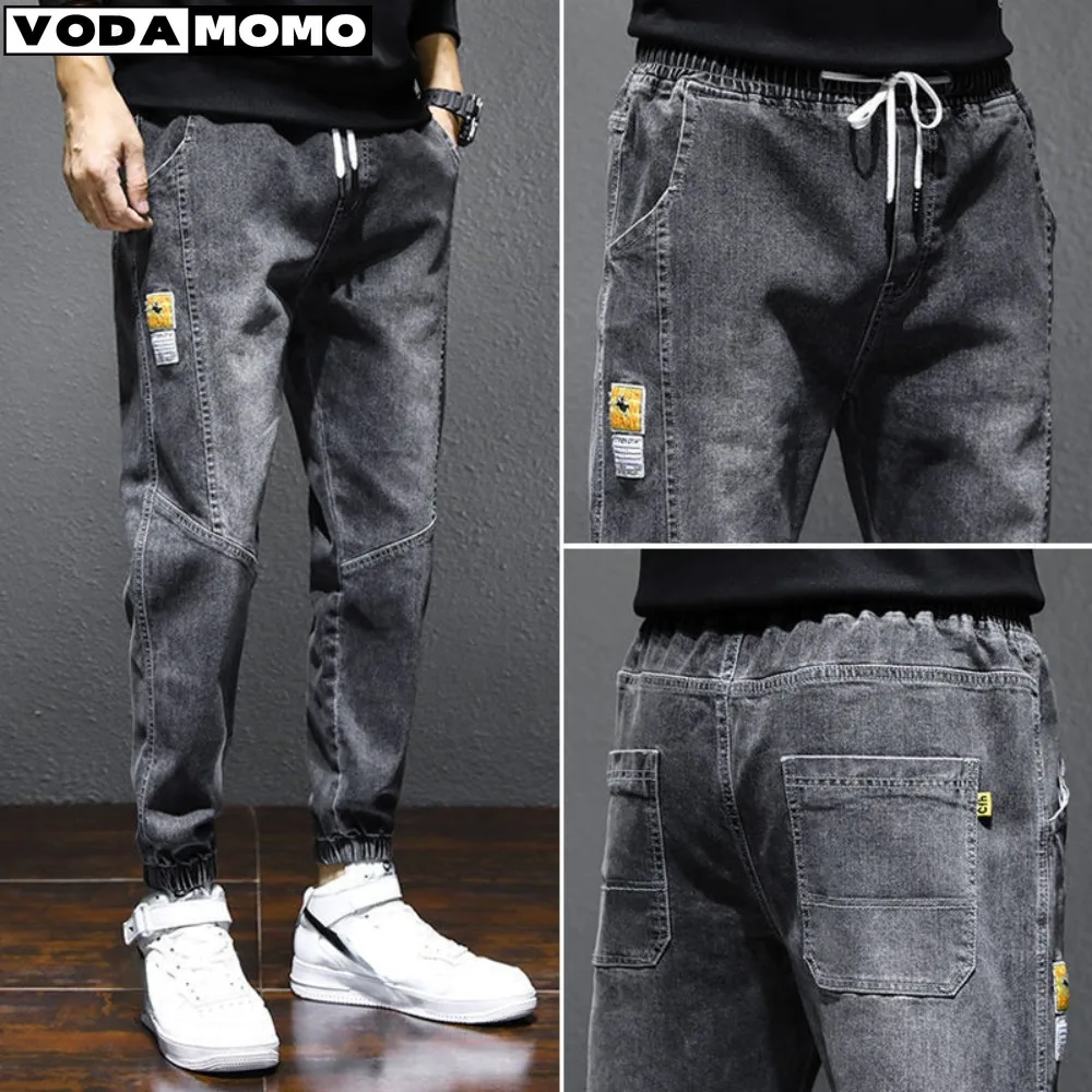 

2024 New Men Jeans Loose Spliced Designer Denim Cargo Pants Harem Trousers Slack Bottom Hip Hop Joggers Jeans Men Jeans Y2K