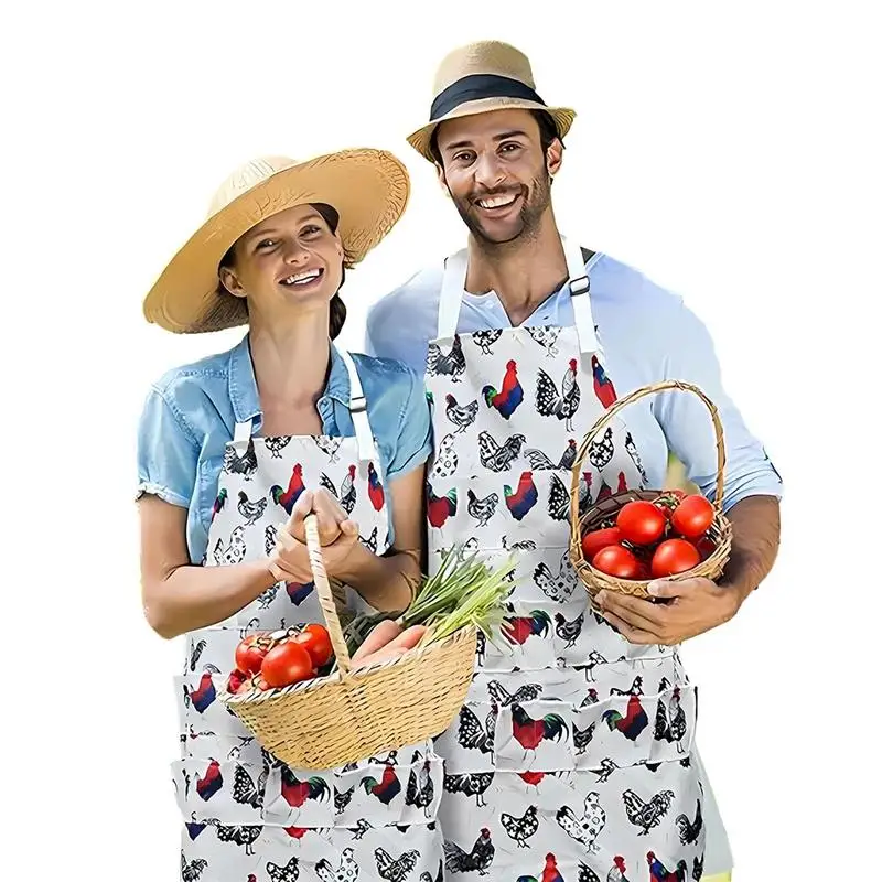 Eggs Collecting Apron Kitchen Farm Hen Print Chicken Egg Collecting Gathering Holding Apron Pocket Home Kitchen Workwear