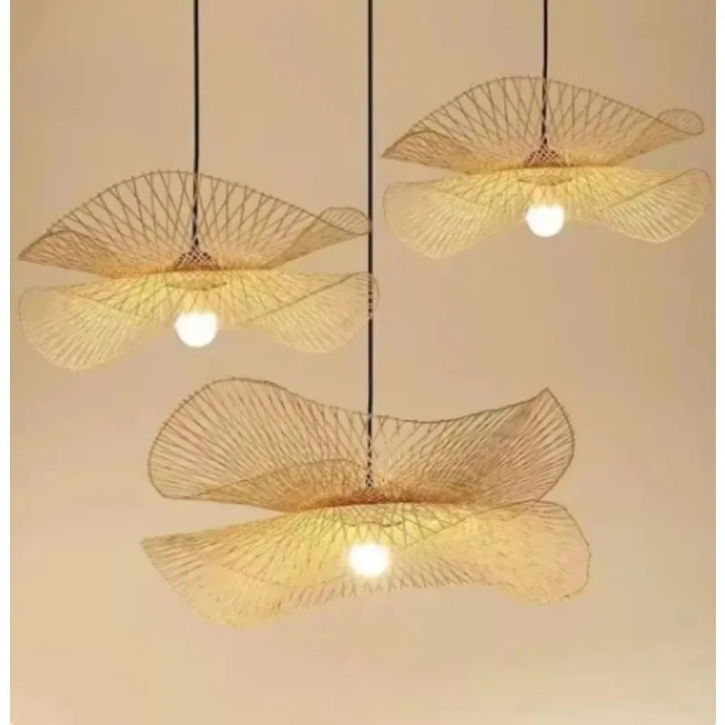 Attractive Design 65cm Bamboo Light Shade Home Living Room Decorative Wooden Wicker Lamp for Living Room Hotel Pendant Light