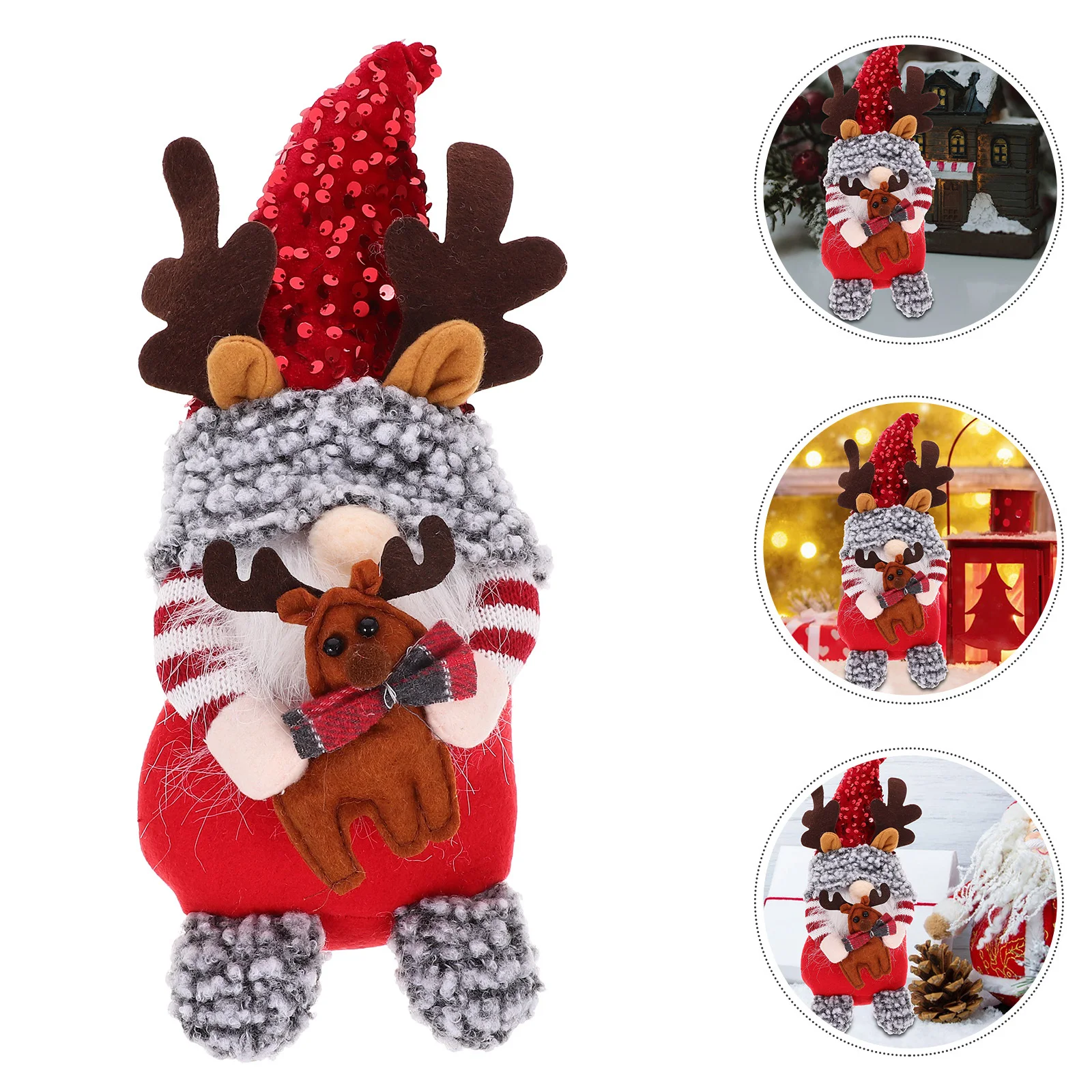 

Adorable Cloth Gnome with Shiny Sequin Hat Sitting Pose Christmas Decoration for Table Sofa Holiday Display Festive Gnome