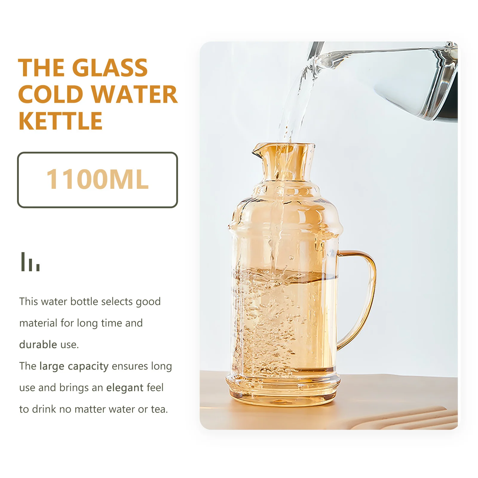 

Glass Water Pitcher Iced Tea Pitcher Cold Water Kettle Retro Style Transparent Design Bedside Carafe Lemonade Storage Kettle