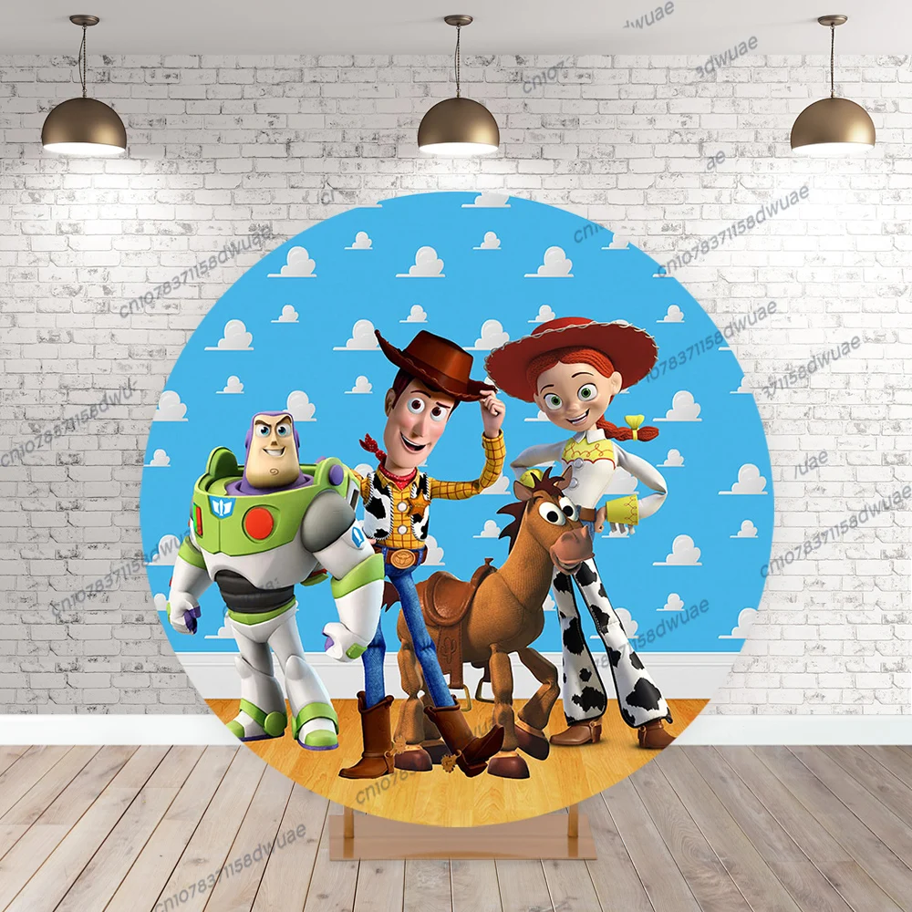 Toy Story Baby Shower Photography Backdrop Birthday party Photo Backdrop Round&Cylinders Plinth Covers Photo Background