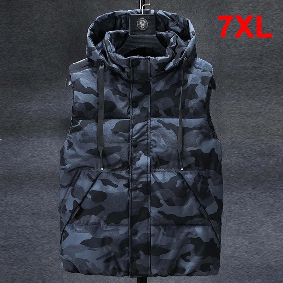DIANRUO Camouflage gilet hommes mode sans manches vestes 7XL grande taille gilets printemps automne camouflage gilets manteau vêtement homme