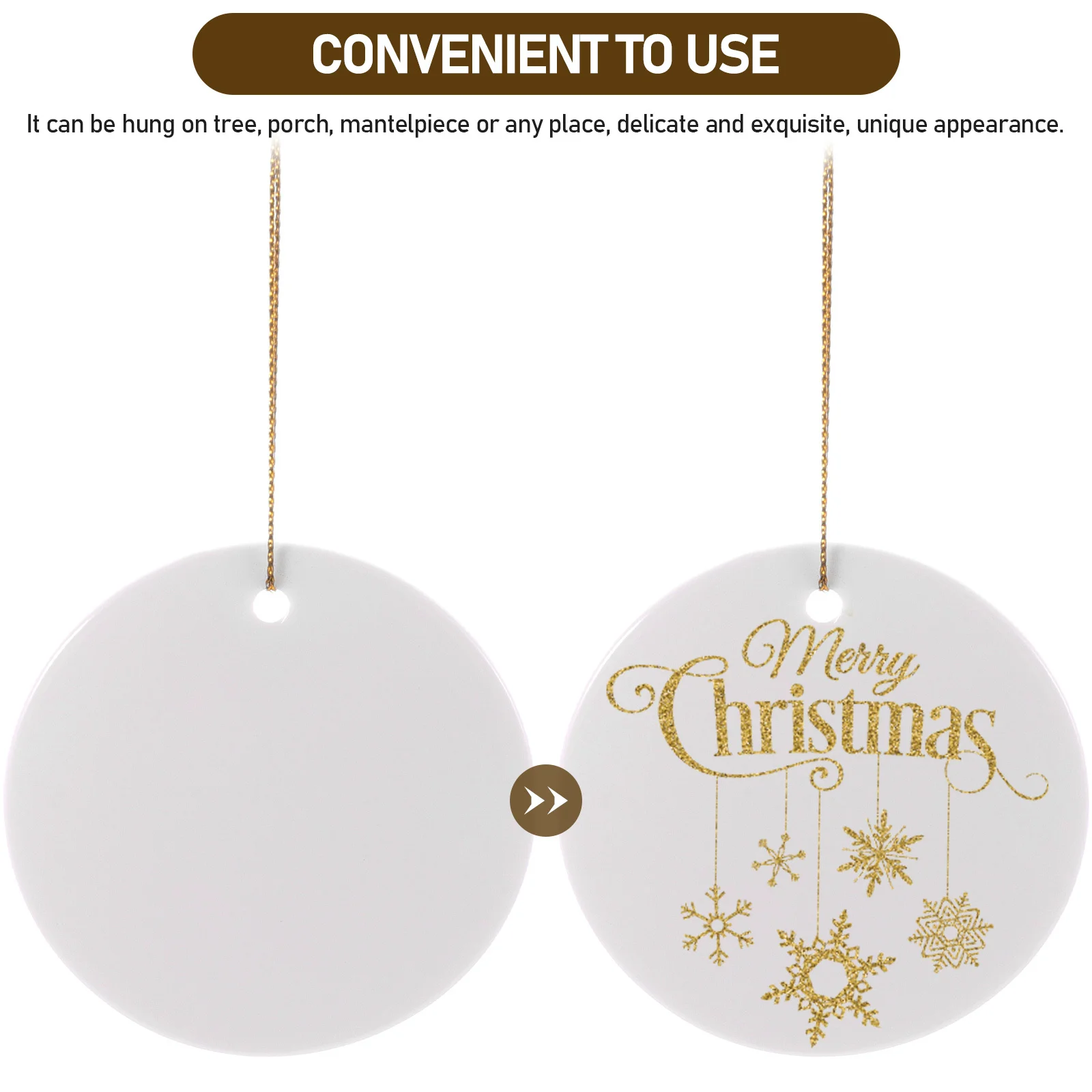 

12Pcs Blank Ceramic Pendants Ready to Paint DIY Circle Ornaments for Holiday Gift Craft Party Favor Decoration