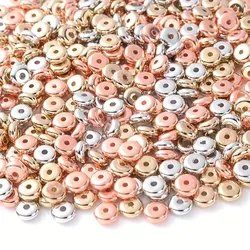 200pcs Mixed Color 6mm CCB Charm Spacer Wheel Bead Oval Flat Round Loose Beads Gold Silver For DIY Jewelry Making Accessories