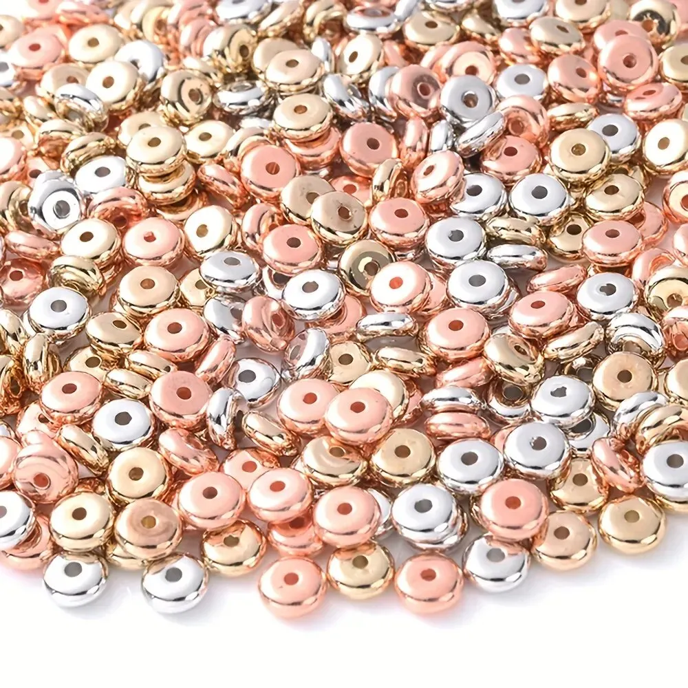 200pcs Mixed Color 6mm CCB Charm Spacer Wheel Bead Oval Flat Round Loose Beads Gold Silver For DIY Jewelry Making Accessories