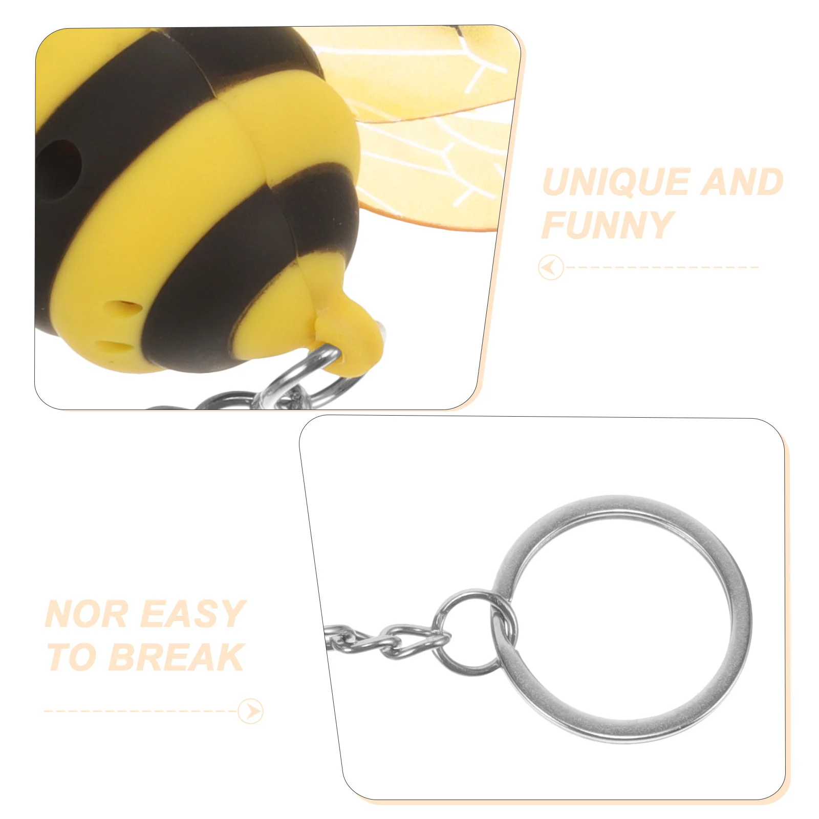 Innovativo portachiavi elettronico a forma di ape giallo nero suono chiaro 50x40x30 cm materiale ABS LED bianco batterie Ag10 incluse