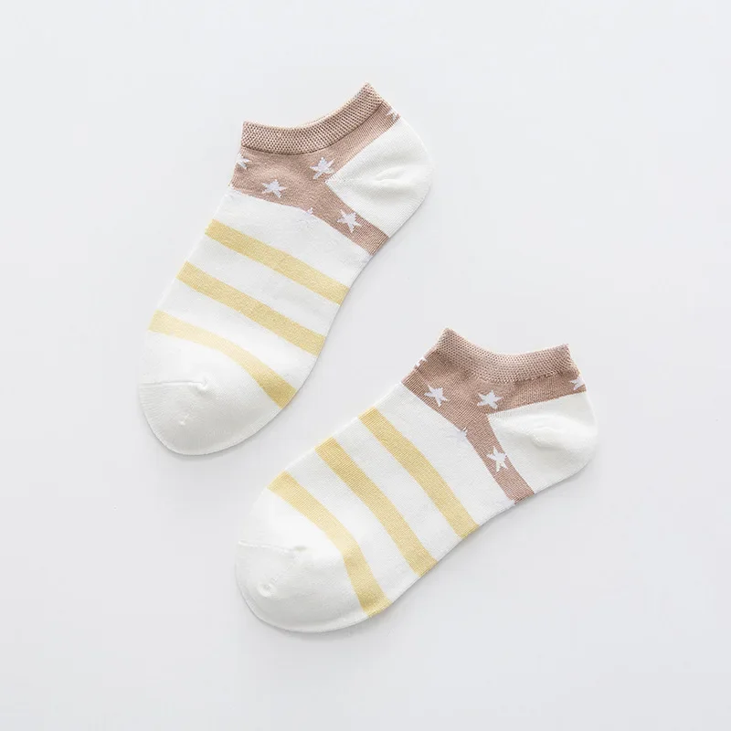 1 Pairs Fashion Stripe Five Stars Short Sock Women Cute Funny Socks Female Casual Cotton Girl Ankle Socks Kawaii