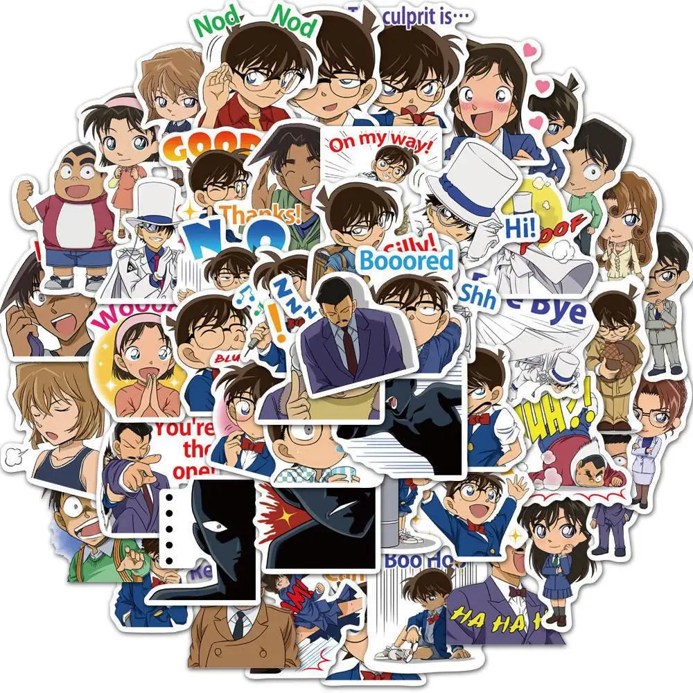 50pcs Anime Detective Conan Graffiti Stickers Waterproof Laptop Skateboard Stickers Decoration Supplies