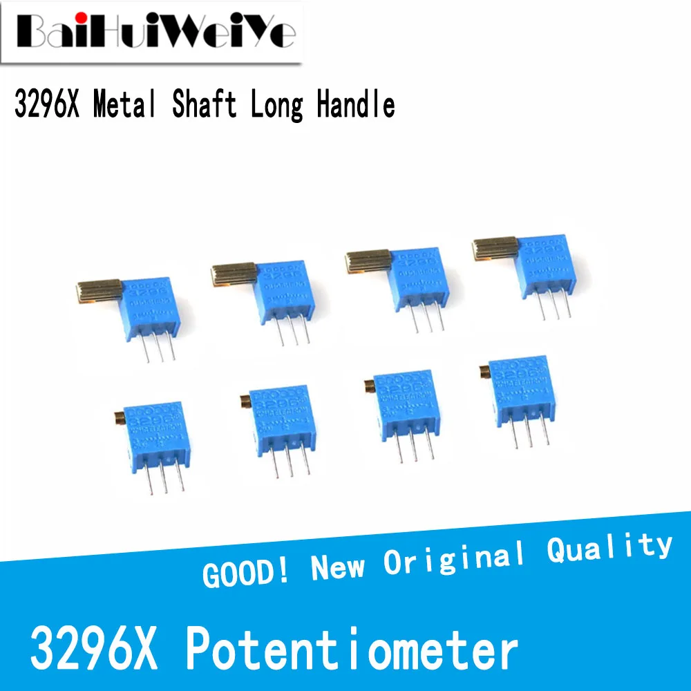 10PCS 3296X Multi-turn Adjustable Potentiometer 100R 200R 500R 2K 1K 5K 10K 20K 50K 100K 200K 500K 1M Metal Shaft Long Handle
