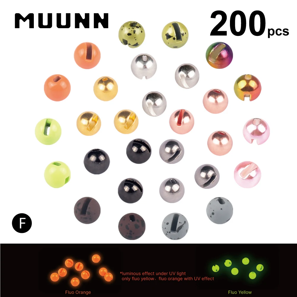 MUUNN 200 Stück 2,5-3,8mm Fliegenfischen-Schlitzperlen Fliegenbindematerial Mehrfarbige Nymphen Fliegen Jig Wolfram Forellen-Angelköder – Detail 1