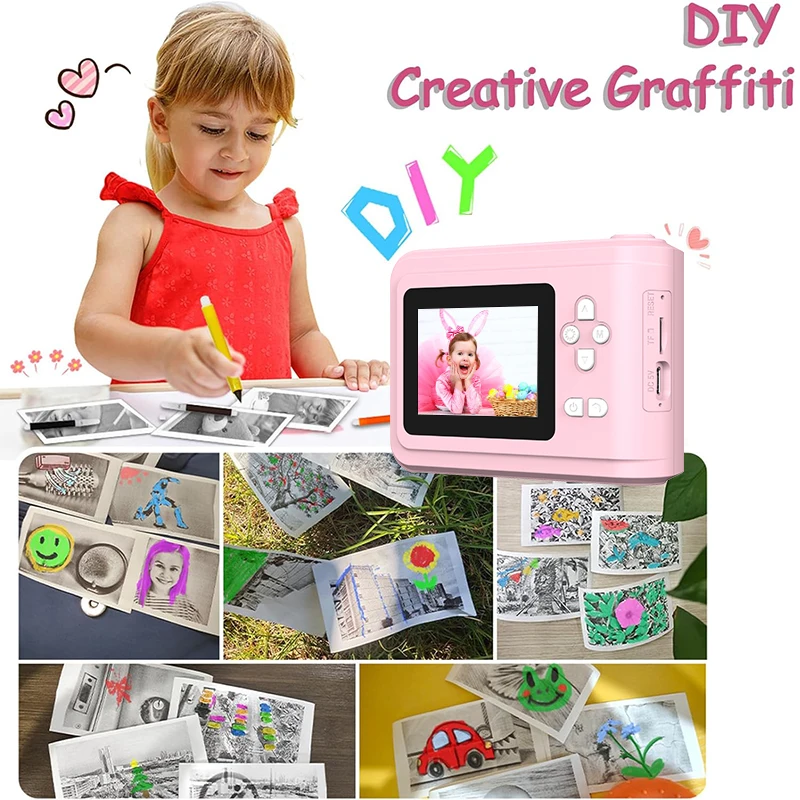 Children's Photos Printer Thermal Sensitive Instant Print Camera Mini Record Beautiful Moments for Children's Birthday Gifts