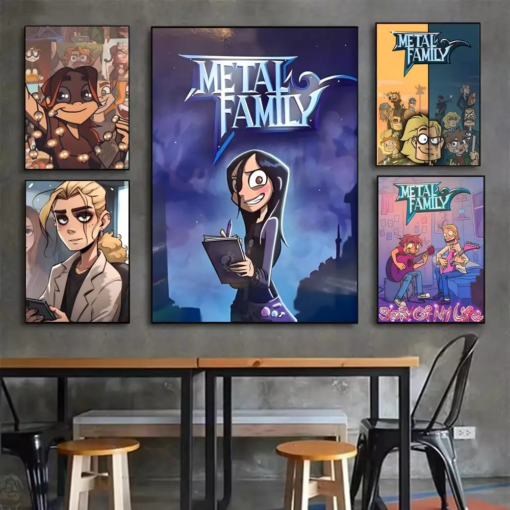 Anime M-Metal Family Poster Self-adhesive Art Waterproof Sticker Coffee House Dorm Room Wall Decor