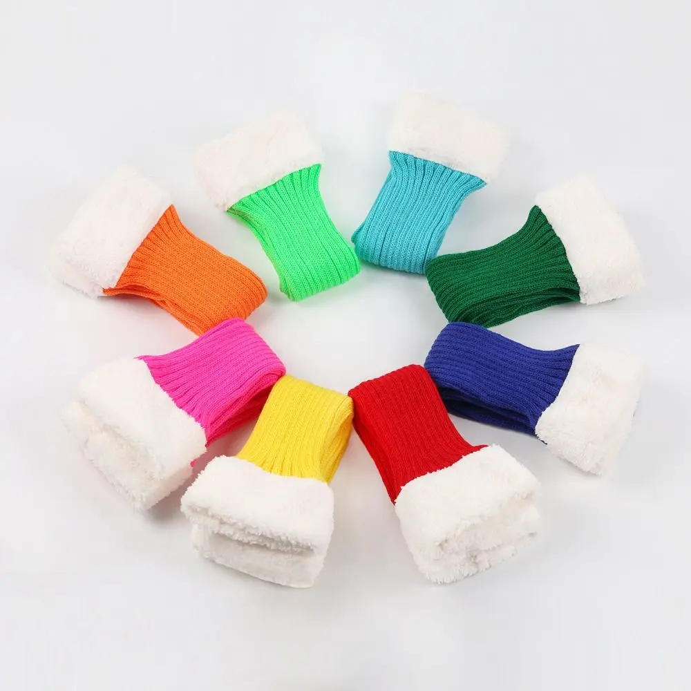 

Plush Christmas Knitted Leg Cover Candy Color Thickened Stacked Christmas Leg Sleeve Foot Cover JK Lolitas Strap Leg Socks