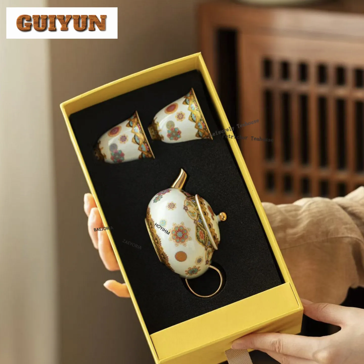 Dunhuang Colour Enamels Tea Set Complete Set Boutique Tea Ceremony Set Teapot And Tea Cup Set Tableware Supplies Decoration Gift