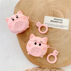 Cute Cartoon Pink Pig Case For Apple AirPods Case Pro 1 / 2 / 3 Wireless Headphone Cover Bags earphone Silicone shell