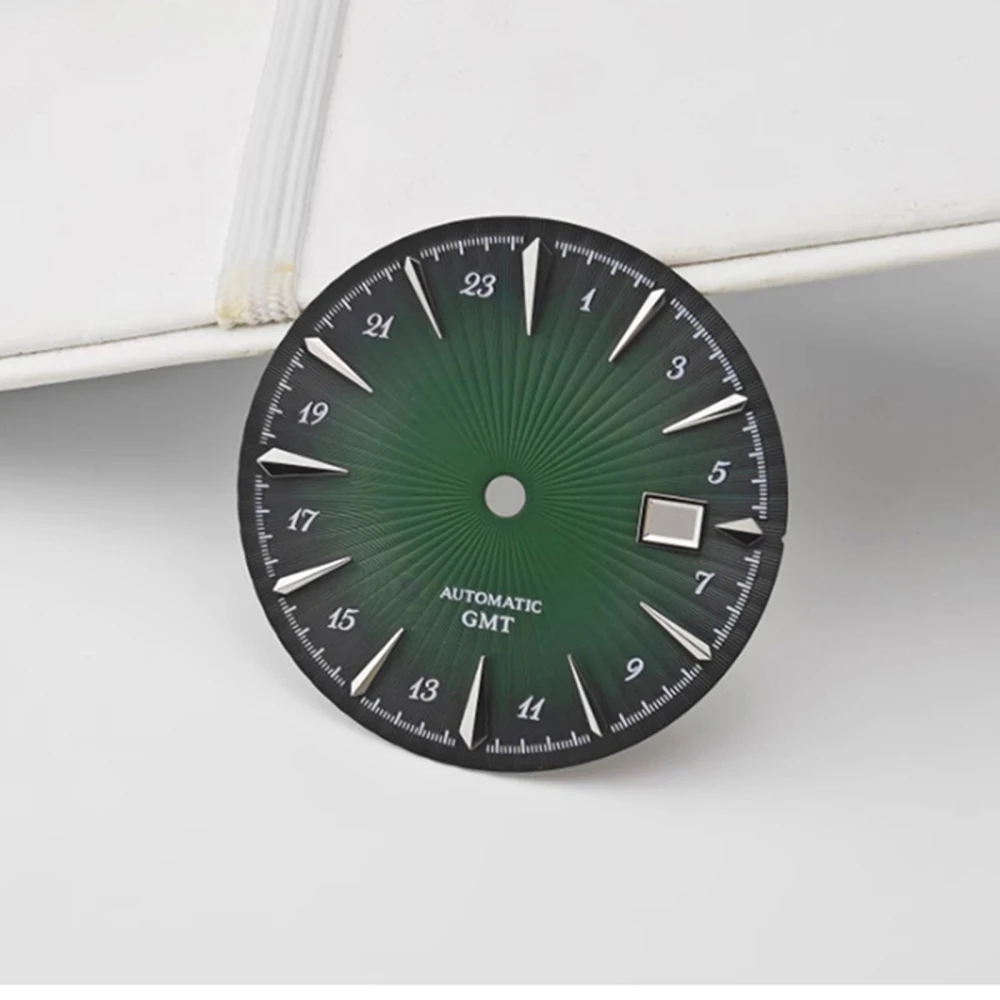 1 peça mostrador de relógio nh34 com janela, mostrador gmt de substituição para relógio mecânico de coquetel de 35mm srpb41j1 para movimento nh35 nh36