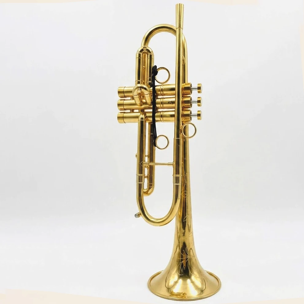 Engraving Flower Bell Size H70 Higher Level Brass Gold Plated Handmade OEM Wholesale Trompete Professional