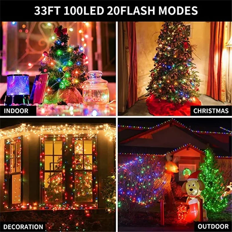 Smart RGB LED String Lights, Bluetooth, Fairy Lights, Festão, Árvore de Natal, Casamento, Decoração do jardim ao ar livre, Ano Novo L, 5 m, 10 m, 20m