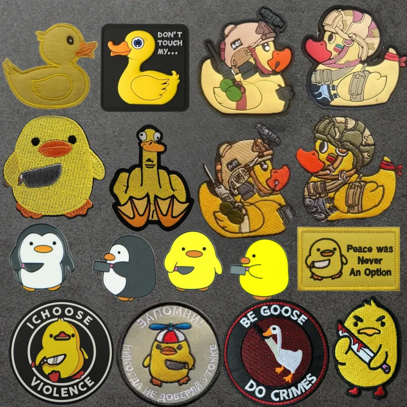 

Tactical Duck Compilations PVC Patch Embroidered Hook and Loop Patches Military Little Yellow Duck Morale Badge Backpack Sticker