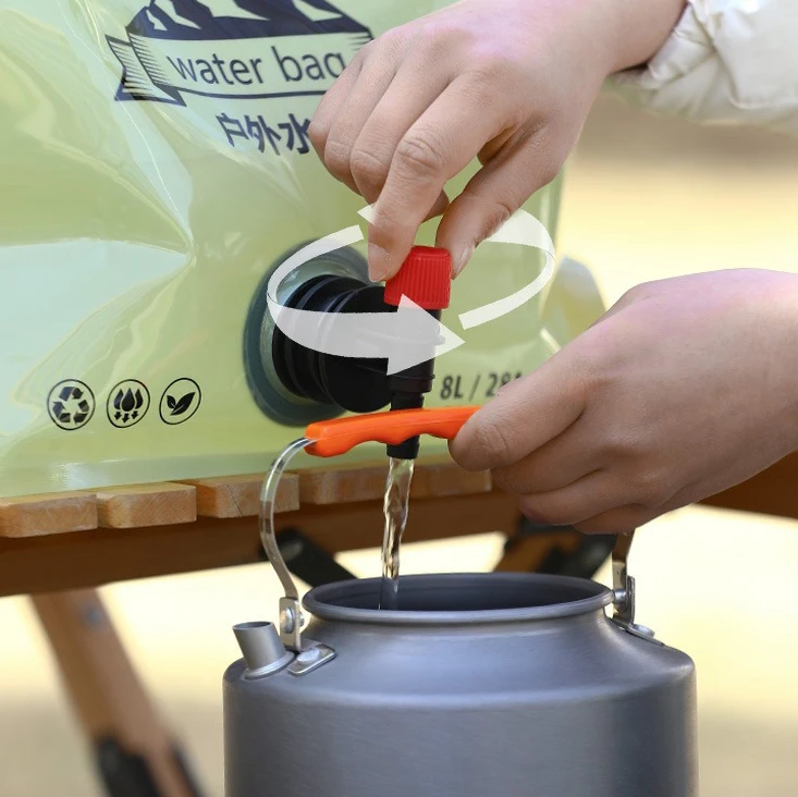 Tragbare Wasseraufbewahrungstasche, zusammenklappbar, für Outdoor-Sport, Camping, große Kapazität, Bergsteigen, Wasserhahn, Kunststoff-Wasserbeutel – Detail 5