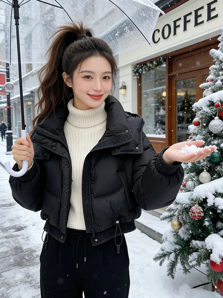 

Korean Sle Spliced Thiened Hooded Cotton Jaet Women's Winter New Faion ort Version Small ence Cotton Clothes