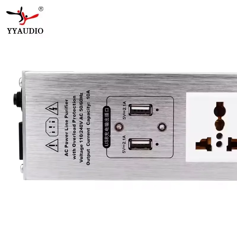 5-positie Socket 15A 50-60KHz Hi-End Hifi Theater Audio AC Power Filter Audio Noise Power Conditioner Power Purifier Met USB