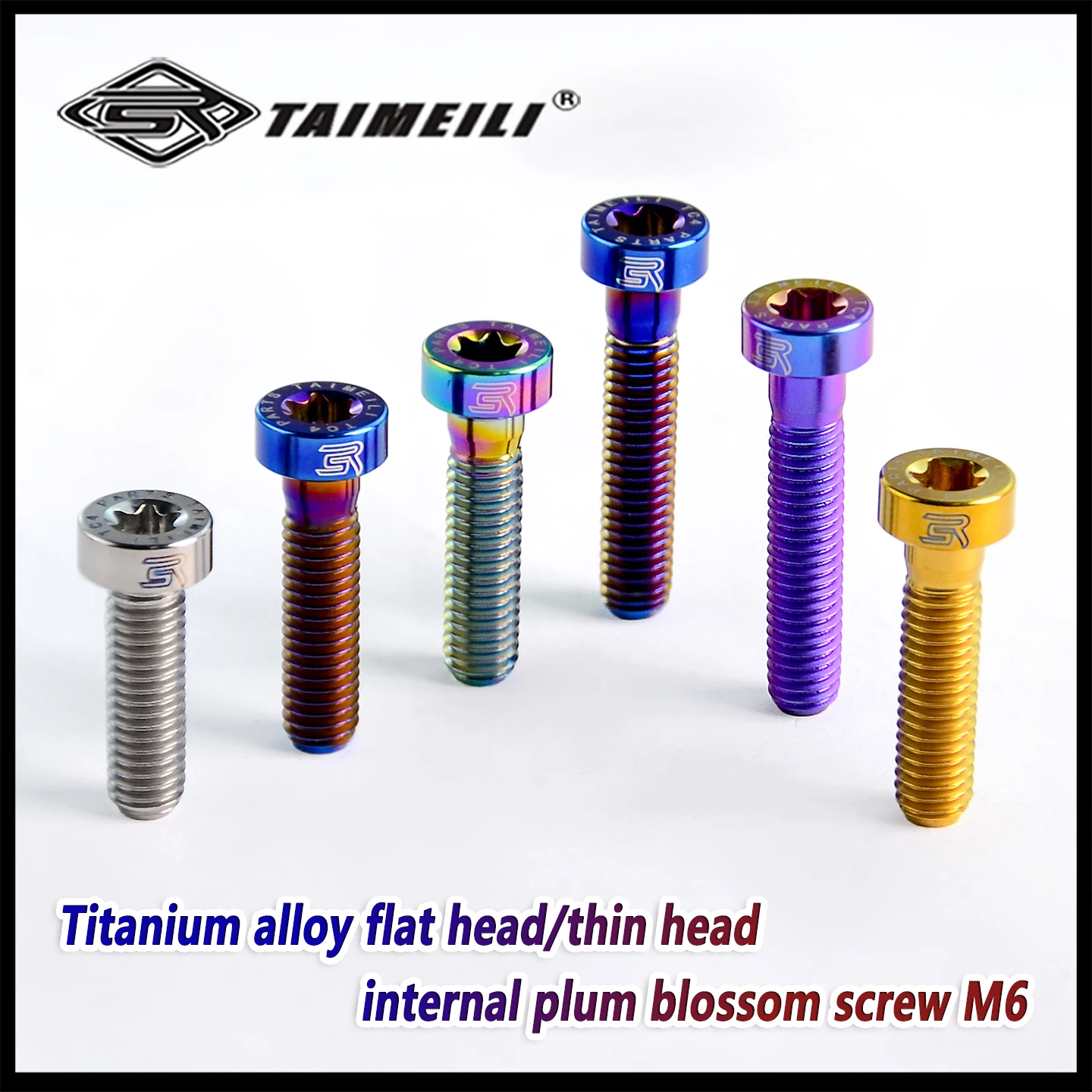 TAIMEILI 2pcsTitanium alloy flat head thin head cylindrical Torx screw M6x15/20/24/30mm riding crane refitting screw
