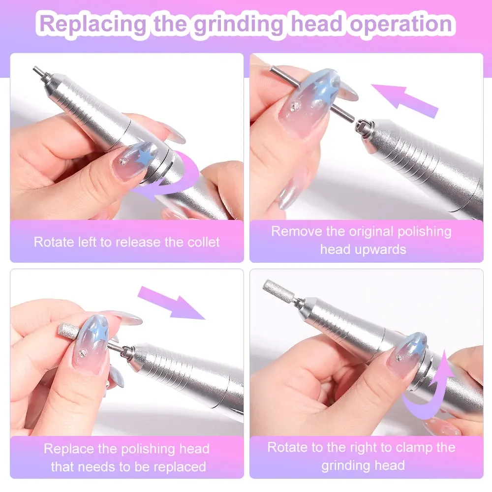 45000RPM Rechargeable Electric Nail Drill Machine Professional Nail Drills for Gel Nails Polish Portable Nail File Manicure Tool