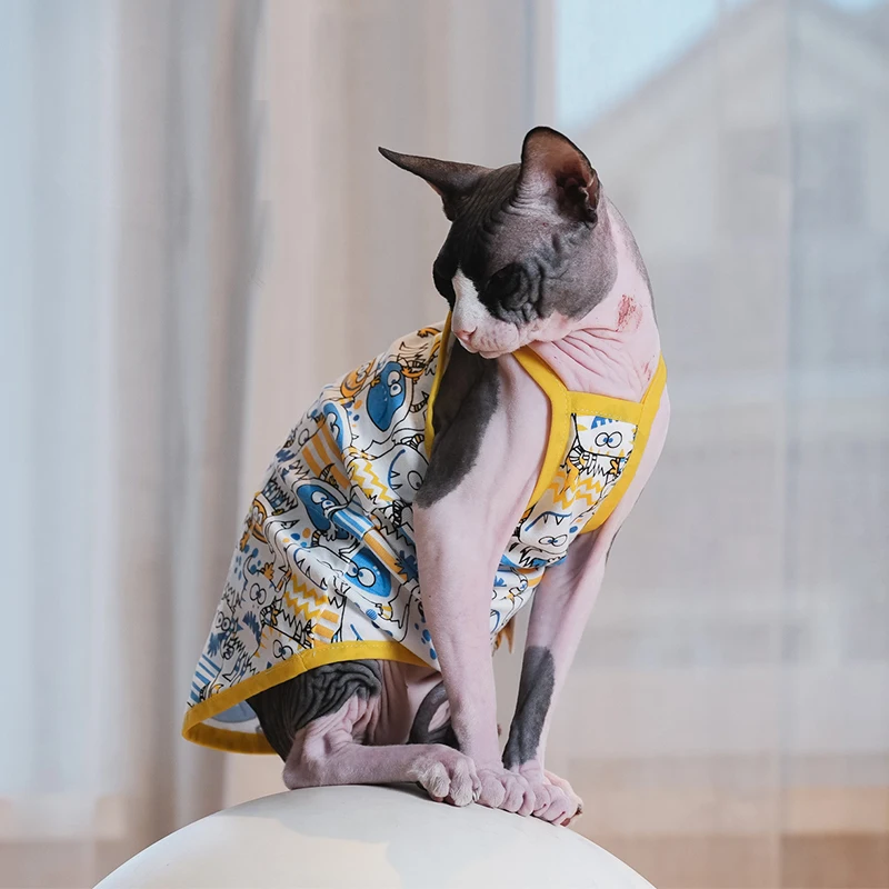 Summer Sphnx Cat Clothing Sphinx Cotton Vest  Soft Cute Sleeveless Shirt Kittens Coat Breathable Devon Rex Soft Clothing