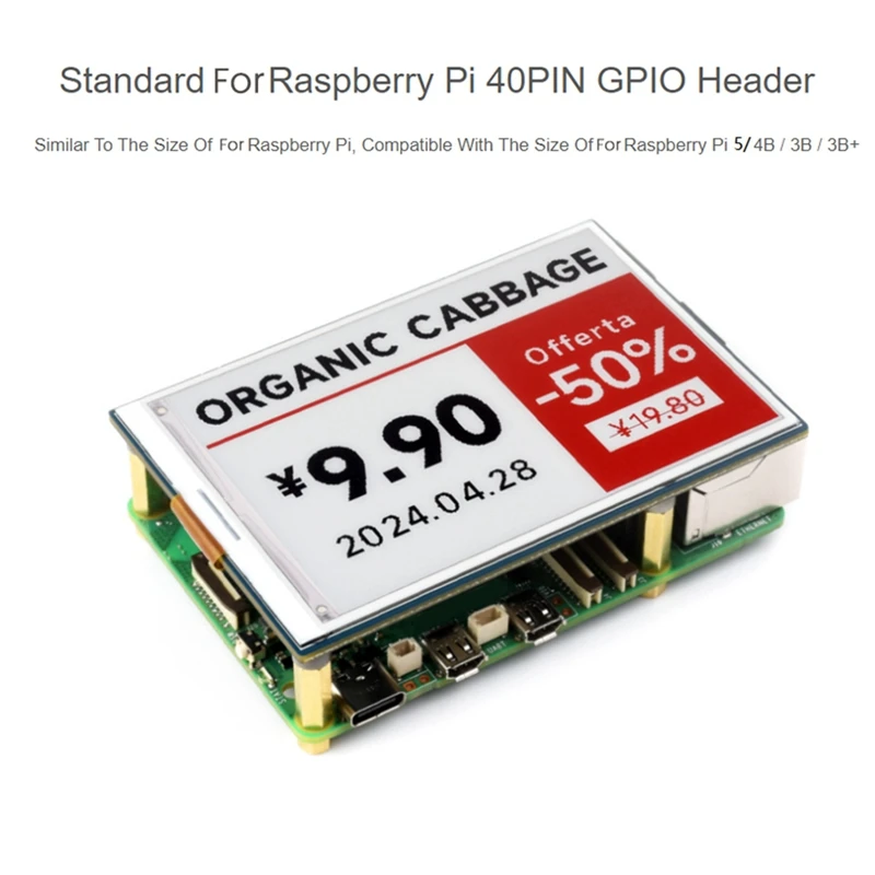 3.52Inch E-Paper HAT, 360 X 240, SPI Interface Ideal For Price Tags, Shelf Labels, Iindustrial Instruments