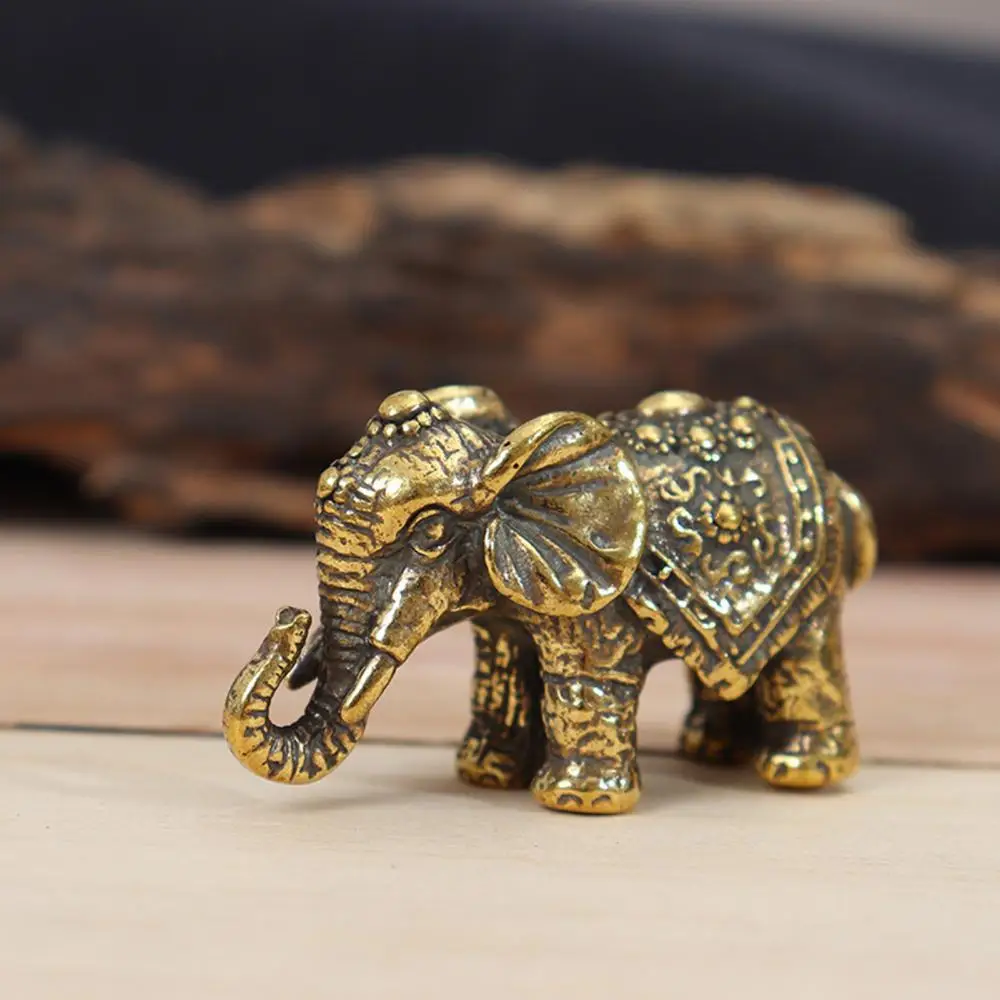 Brass Fortune Elephant Miniature Figurine Display Mold Ornament Home Decor Gift