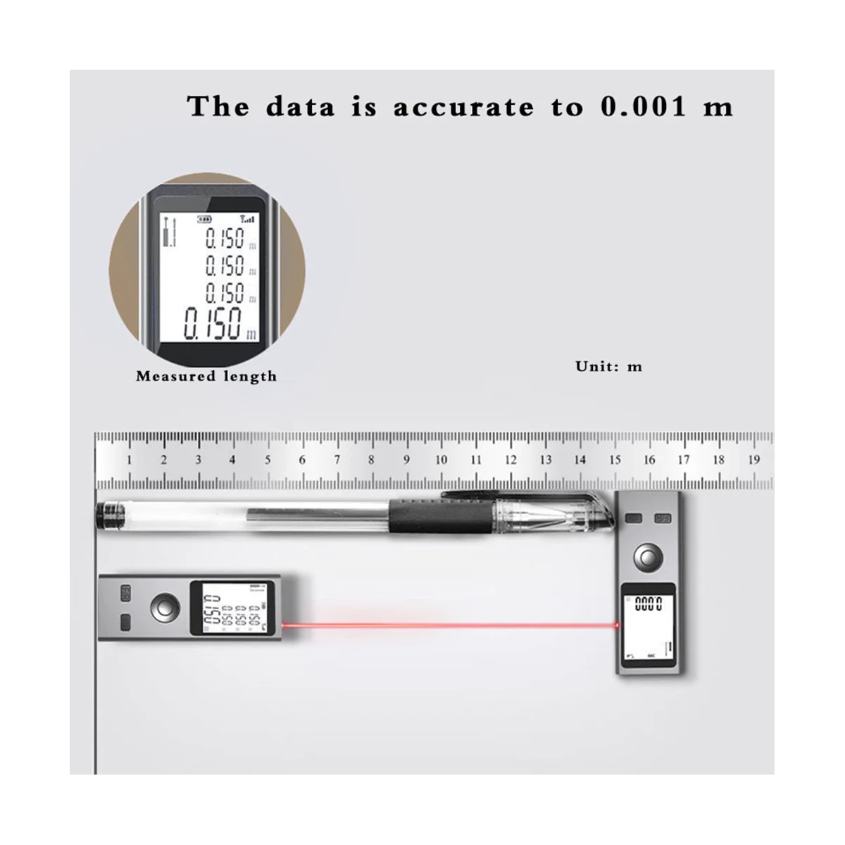 Mini Laser Rangefinder Digital Tape Measure Laser Ruler USB Charge Aluminum Alloy Fuselage Measuring Distance 30M