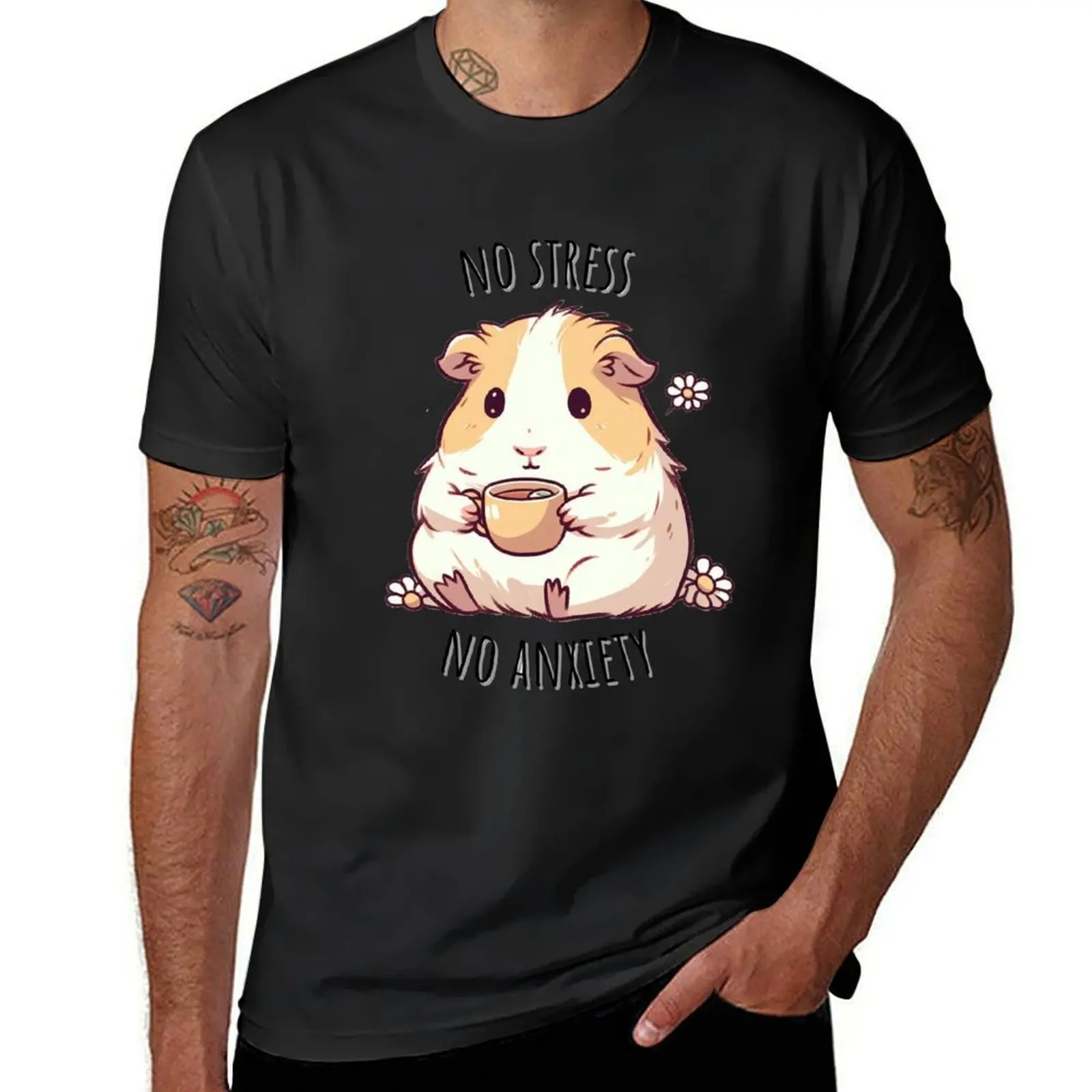 Chamomile Tea Guinea pig T-Shirt plain funnys mens plain t shirts