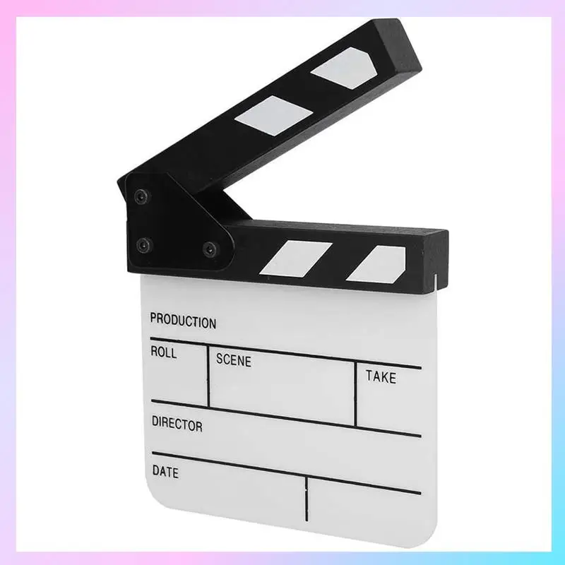 AB25-Action Cut Board,Acrylic Film Clapboard Dry Erase Compact Size TV Film Movie Director Cut Action Scene Clap Board