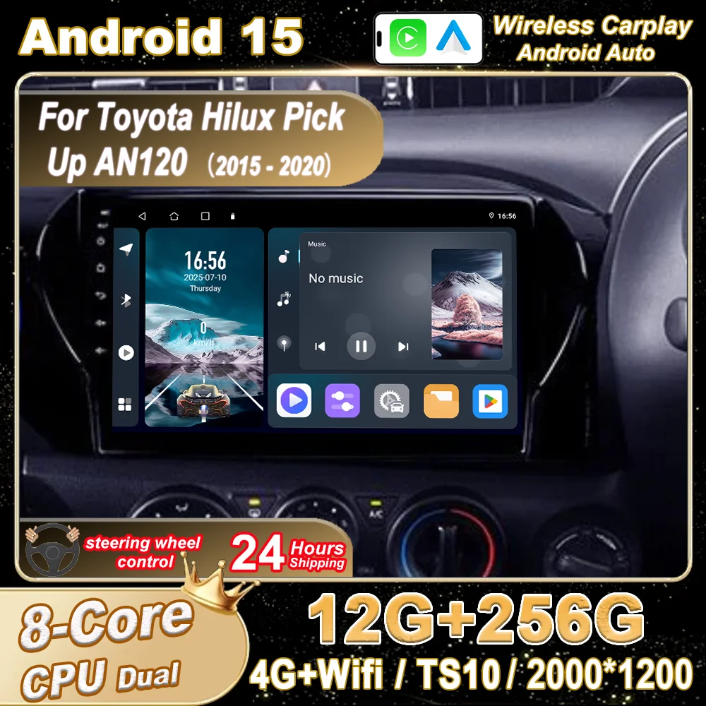 

Android Carplay For Toyota Hilux Pick Up AN120 2015 -2020 Auto Radio Stereo GPS Navigation Multimidia Player Android Auto WIFI