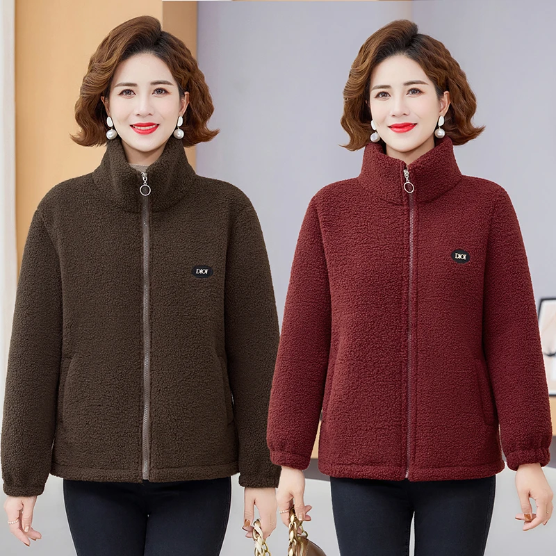 

Warm Lamb wool Winter Jacket Female Fashion Loose Plus velvet Thick Coat Short Casual Women's Zipper Outwear Tops