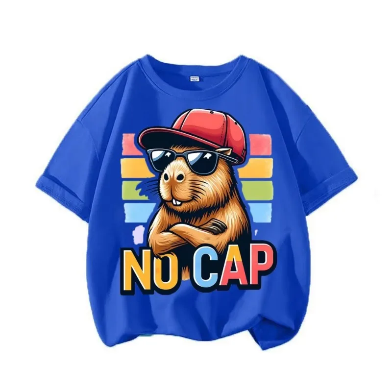 2026 جديد الصيف كابيبالا دولفين مطبوعة القطن تي شيرتات قصيرة الاكمام للرجال والنساء الأطفال جولة الرقبة فضفاضة