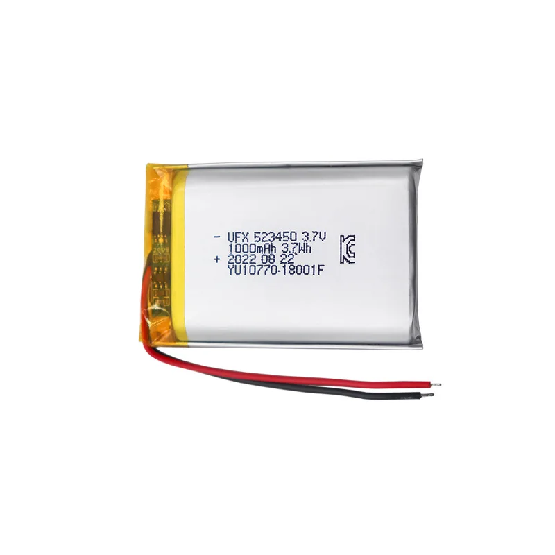 1000mAh 3.7V Polymer Lithium Li-ion Battery JST PH2.0 2pin 523450 For GPS Smart Phone DVD MP5 Rechargeable Battery