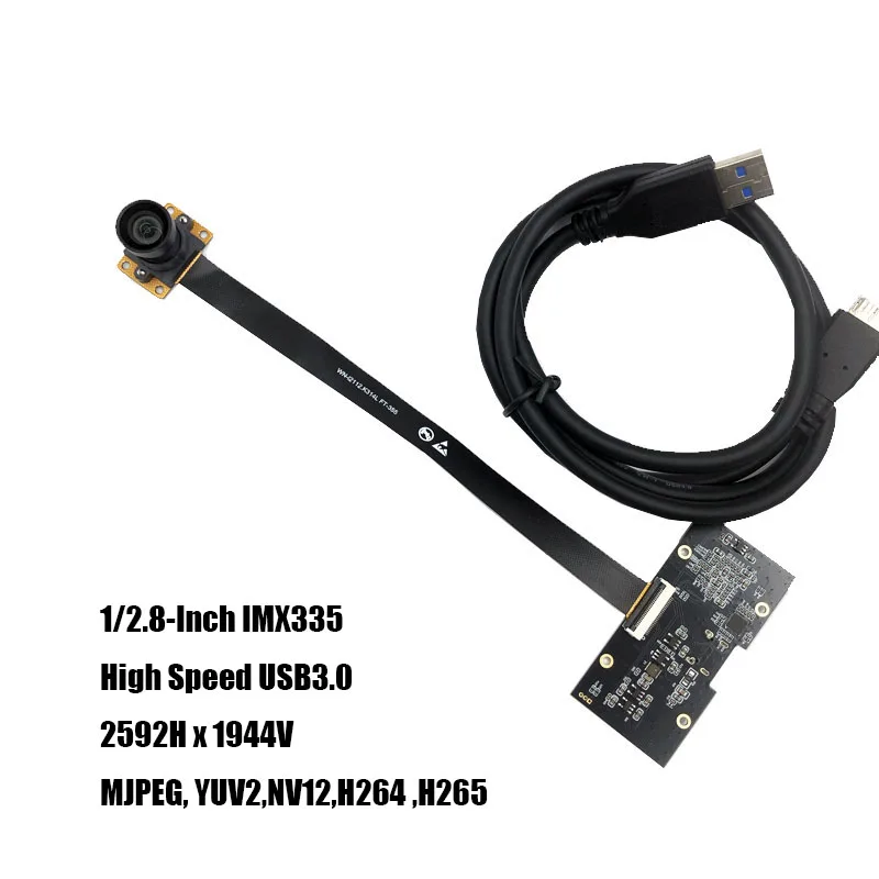 

2592x1944 5MP HD 1/2,8-дюймовый модуль камеры IMX335 USB3.0 0,01 люкс 120 кадров в секунду FF 88,2 градуса с материнской платой для распознавания лиц