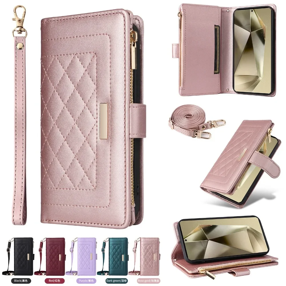 

Crossbody Wallet with Card Holder Phone Case for For Samsung Galaxy S24 FE S23 Ultra S22 S21 Plus A55 35 A25 A15 A54 A34 Cover