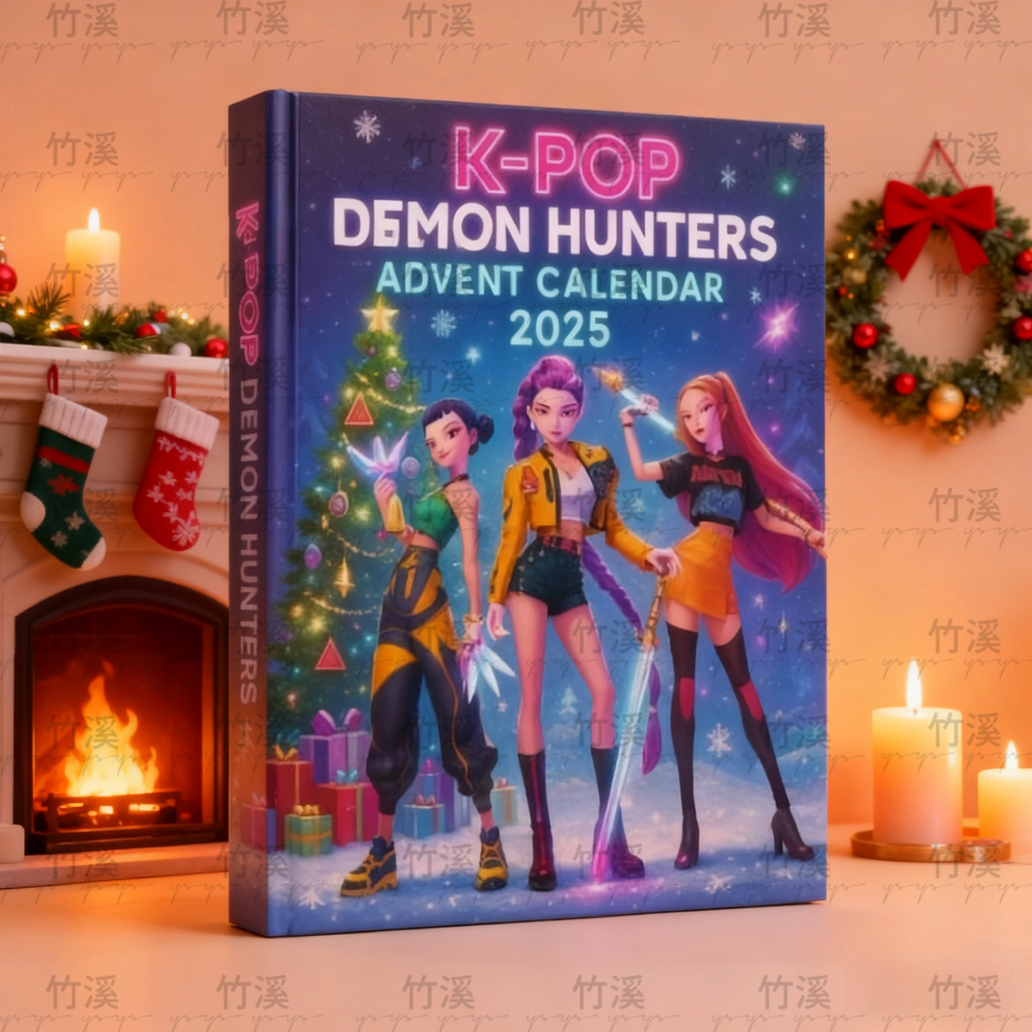 مجموعة ألعاب صندوق أعمى بتقويم القدوم من Kpop Demon Hunters - Huntrix، Rumi، Zoey، SAJA، Derpy Tiger هدية عيد الميلاد للعام الجديد