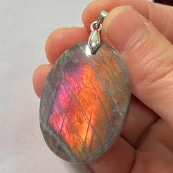 Red Pendant Natural Stone Irregular Shape Bead  Blue Labradorite Pendant for Women Men Jewelry 1Pcs