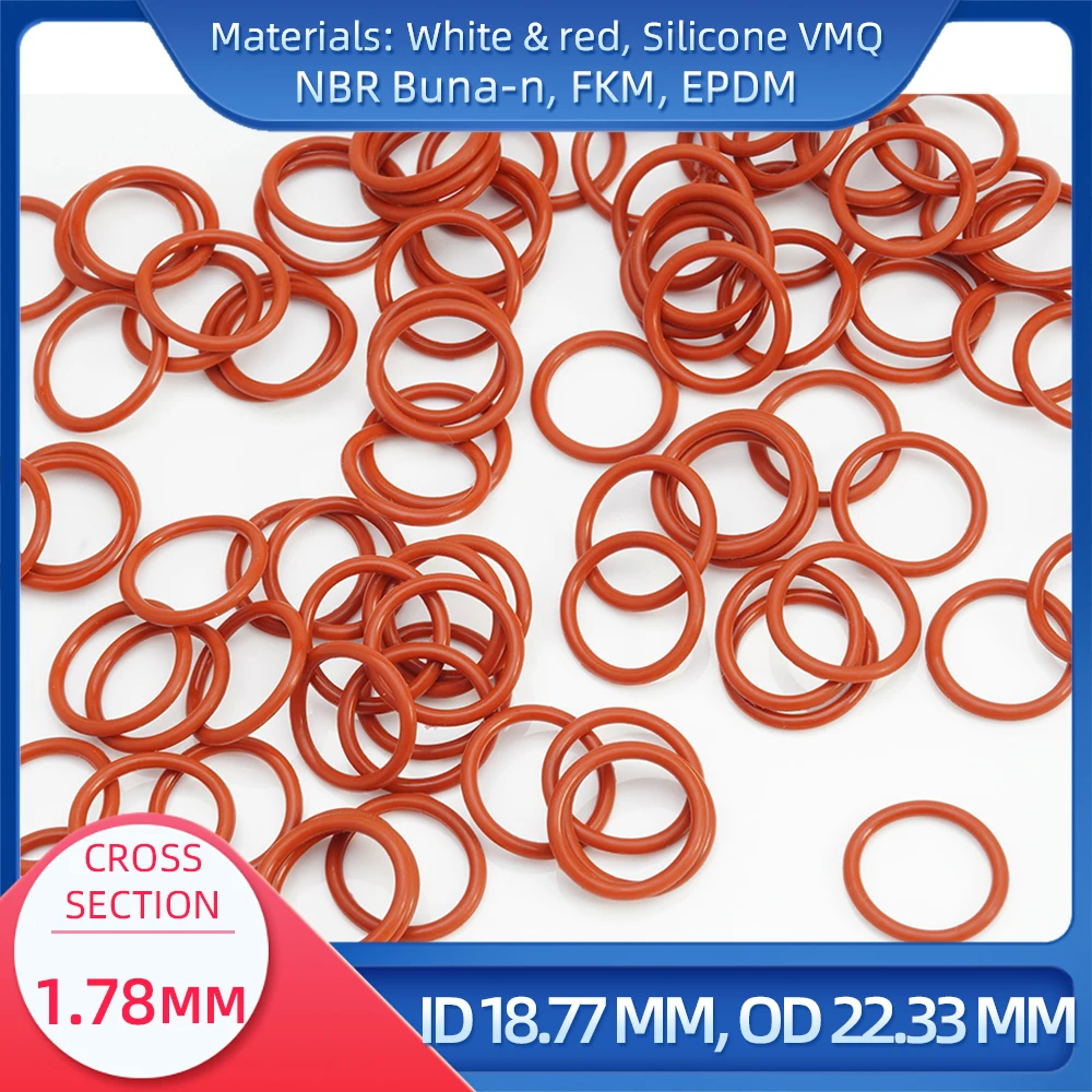 

O Ring CS 1.78mm ID 18.77 mm OD 22.33 mm Material With Silicone VMQ NBR FKM EPDM ORing Seal Gaske