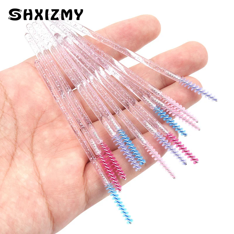 50 Stuks Wimperverlenging Regenboog Crystal Mascara Applicator Spoolers Wimpers Cosmetische Borstels Set Make-Up Tool