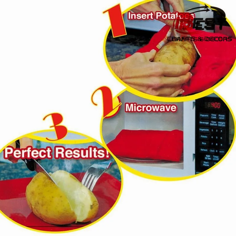 Microwave Potato Bag Reusable Express Microwave Potato Cooker Bag Baked Potato Cooker Perfect Potatoes 4 Minutes Red Baked Pouch