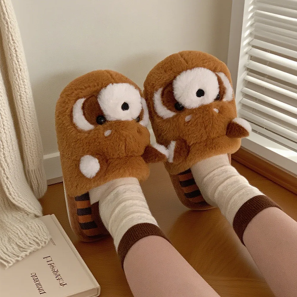 

Home Slipper Womens Winter Warm Plush Contton Indoor Funny Fuzzy Floor House Room Shoes Flat Female Men Male Platform