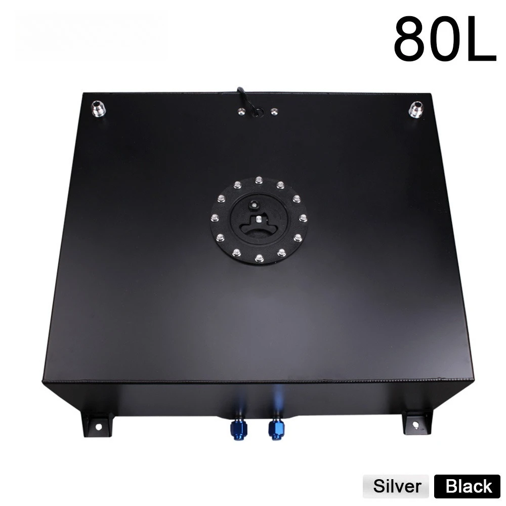 80L Aluminum Alloy Auxiliary Fuel Tank - Universal Square Surge Tank with Sensor & Plastic Cover, Anti-Vibration Design
